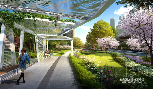 高架互通立交及周边景观绿化方案设计 滨江城市景观设计